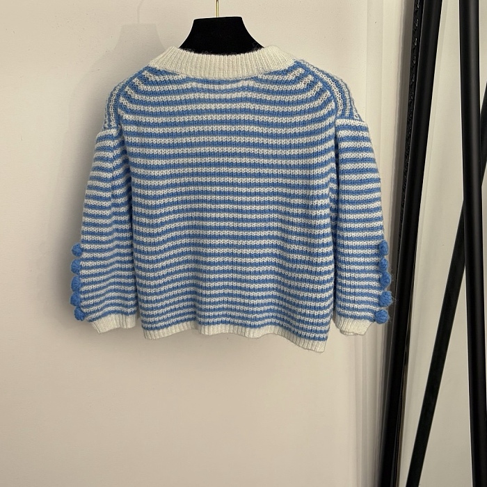 Striped Embroidered Icon Detail Ribbed Knit Short Sleeve Crop Top