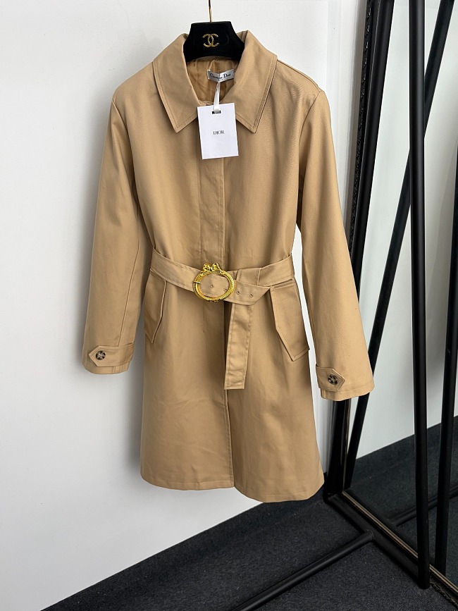 Double Breasted Bow Belted Lapel Trench Coat