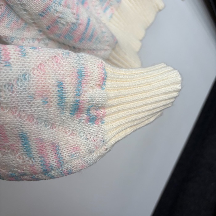 Gradient Diamond Knit Sweater With Graphic Embroidery