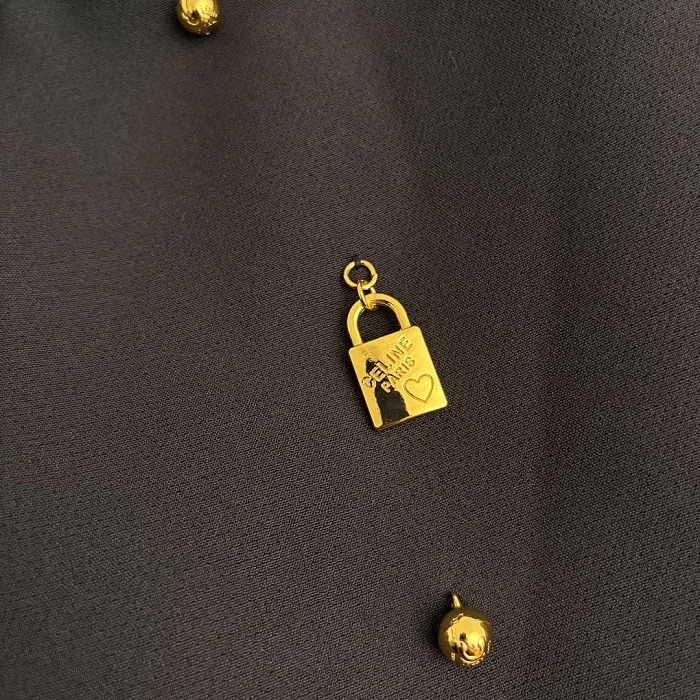 Gold Lock Carriage Button Slim Fit Long Sleeve Blazer