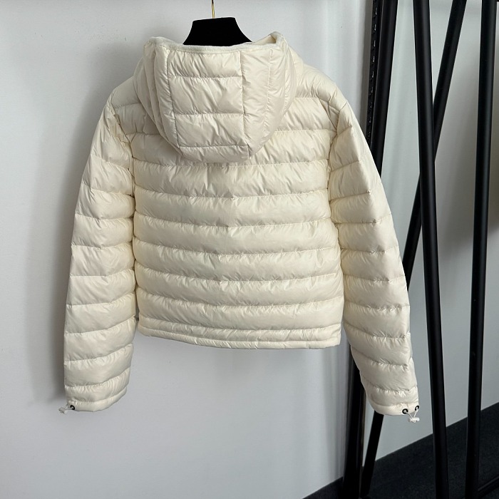 Embroidered Letter Lightweight Hooded Puffer Jacket