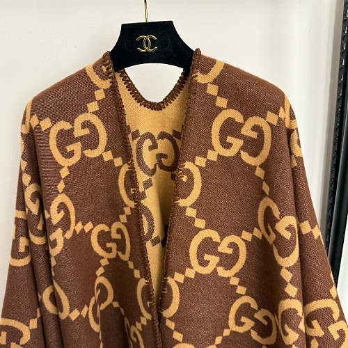 Vintage Letter Print Open Front Knit Shawl Cardigan