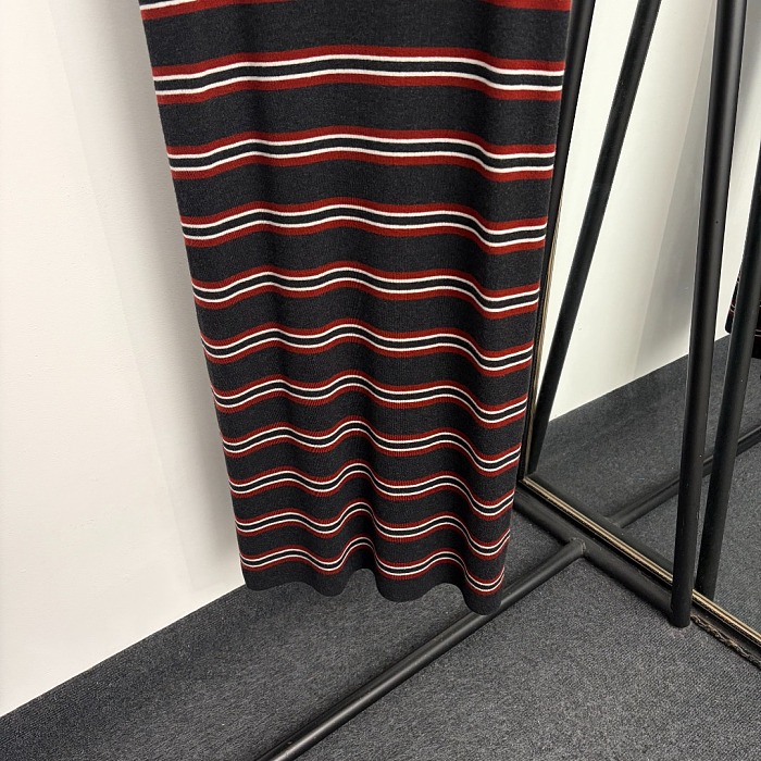 Chic Striped Knit Tank Maxi Dress In Grey
