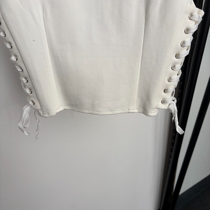 Side Lace Up Waist Fitted Crop Cami Top