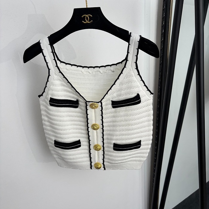 Lion Button Cutout Knit Cardigan And Cami Matching Set