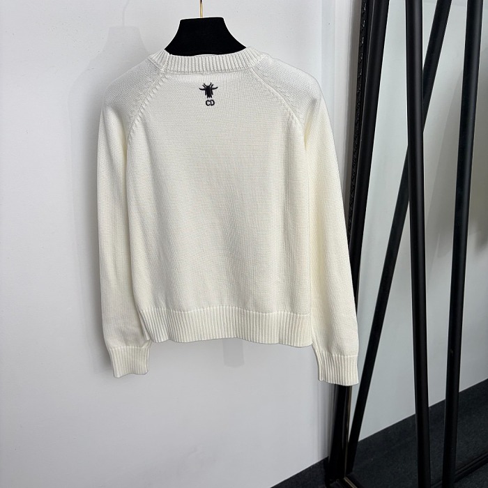 Bow Letter Embroidery And Rhinestone Star Pullover Knit Top