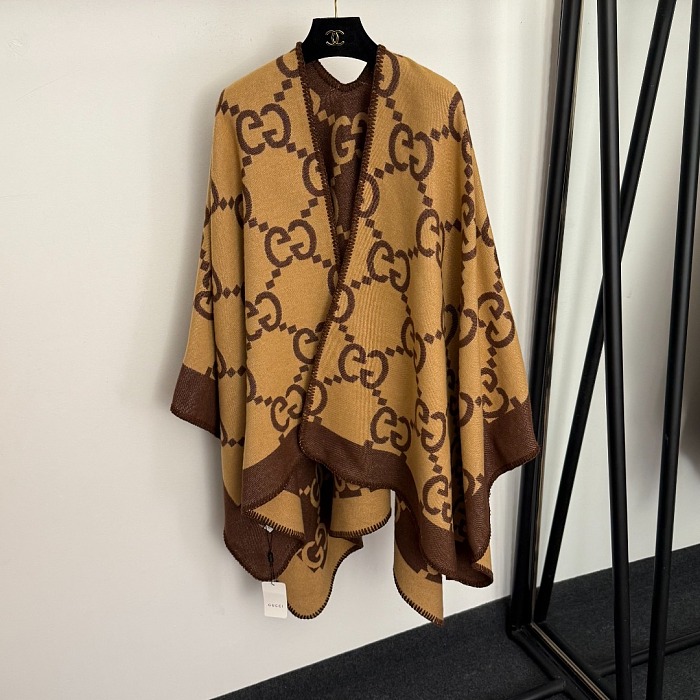 Vintage Letter Print Open Front Knit Shawl Cardigan