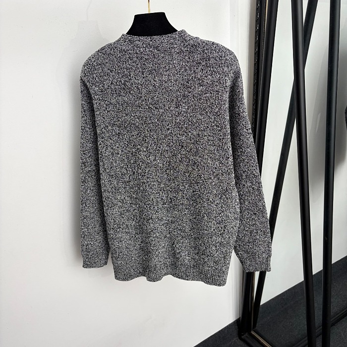 Grey V-Neck Faux Leather Patch Long Sleeve Knit Cardigan