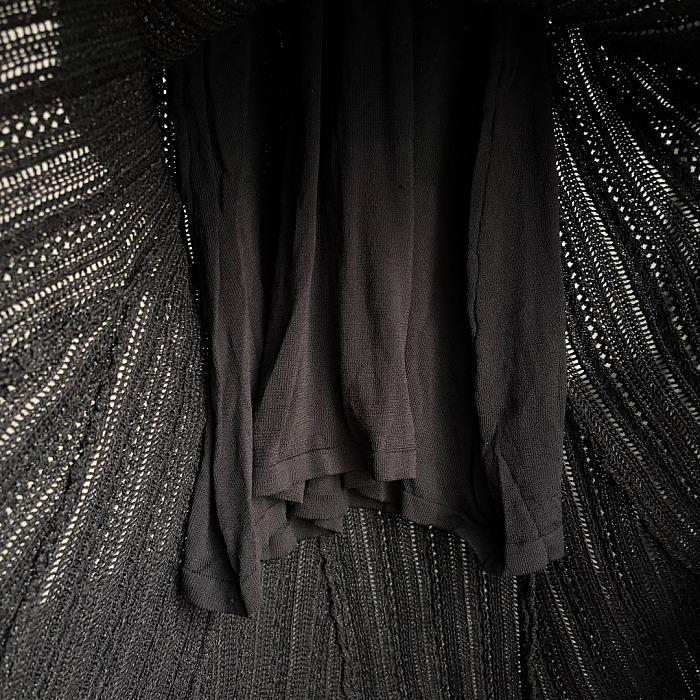 Ruffled Waist V-Neck Hollow Out Knit Maxi Dress