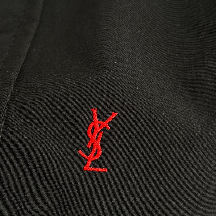 Reversible Embroidered Letter Stand Collar Utility Trench Jacket