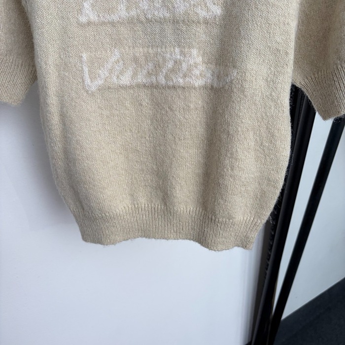 Letter Print Ribbed Knit Short Sleeve Pullover Top