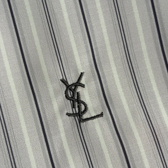 Classic Striped Embroidered Icon Detail Button Up Long Sleeve Shirt