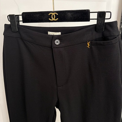 Metallic Hardware Detail Cropped Flared Suit Pants