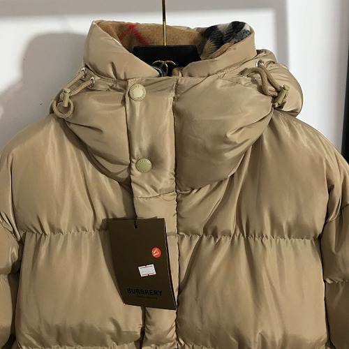 Letter Print Plaid Faux Fur Trim Hooded Padded Puffer Jacket