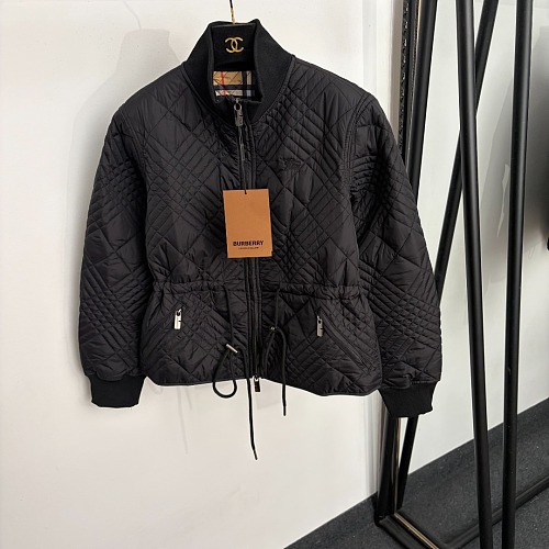 Equestrian Knight Embroidered Quilted Stand Collar Drawstring Puffer Jacket