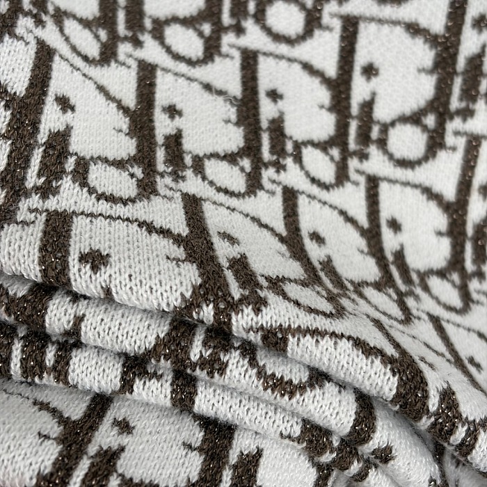 Shimmer Monogram Jacquard Boat Neck Long Sleeve Knit Sweater