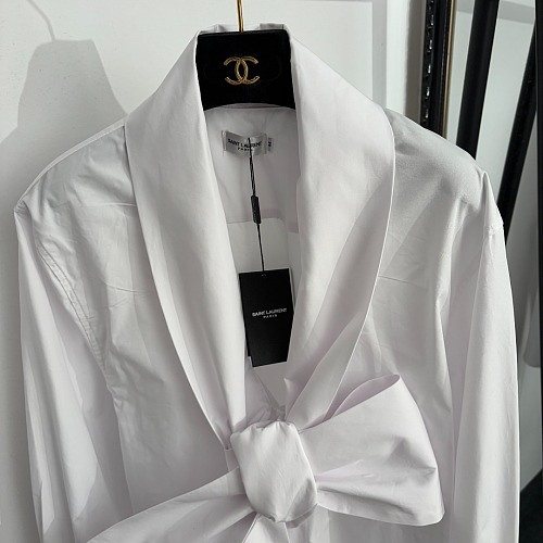 Oversized Bow Front Long Sleeve Button Up Shirt