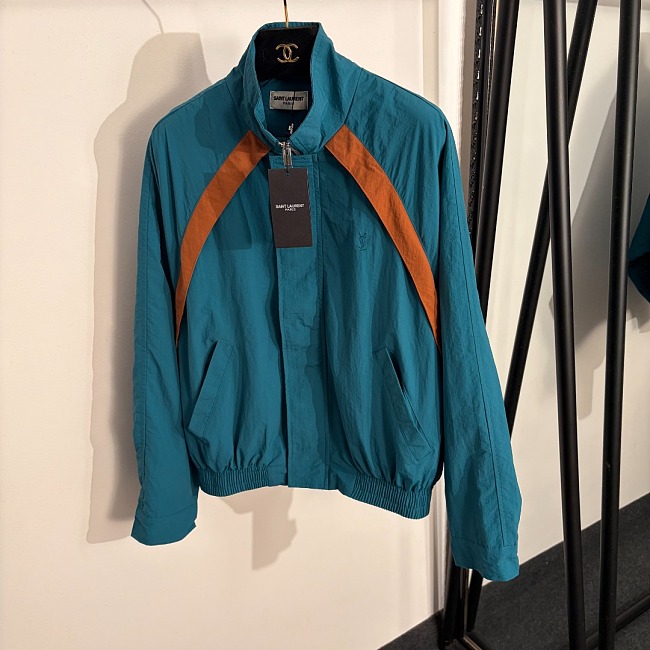 Embroidered Letter Mock Neck Zip Up Windbreaker Jacket