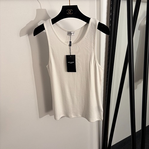 Minimalist Letter Embroidery Slim Fit Pure Cotton Tank Top