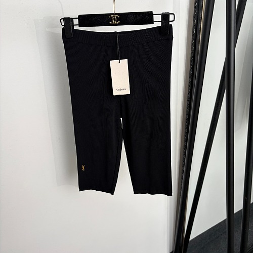 Metallic Letter Detail Stretch Slim Fit Knit Biker Shorts