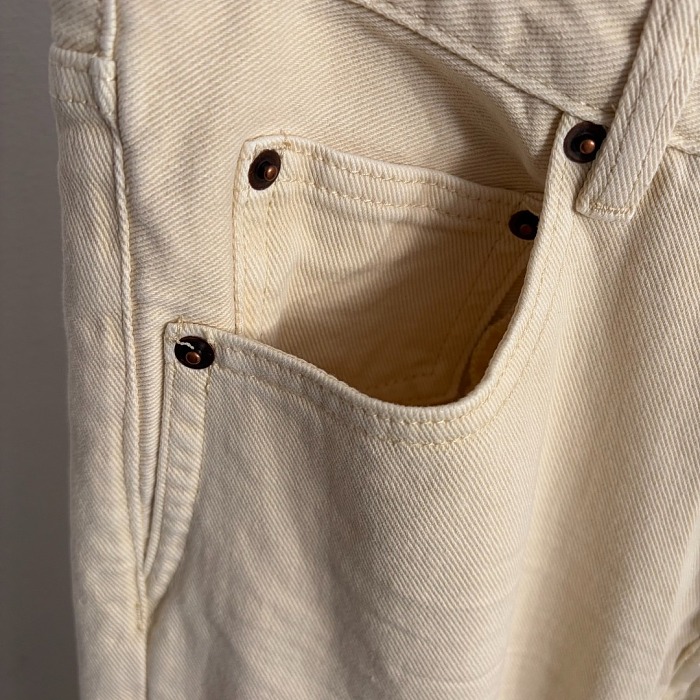 High Waist Straight Leg Denim Pants In Off White