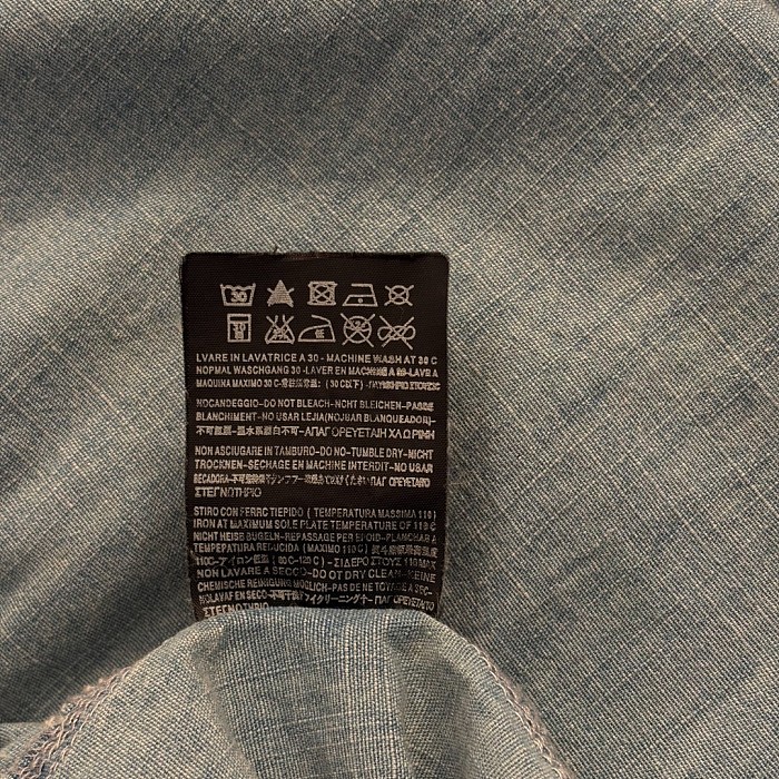 Letter Embroidered Single Pocket Long Sleeve Denim Shirt