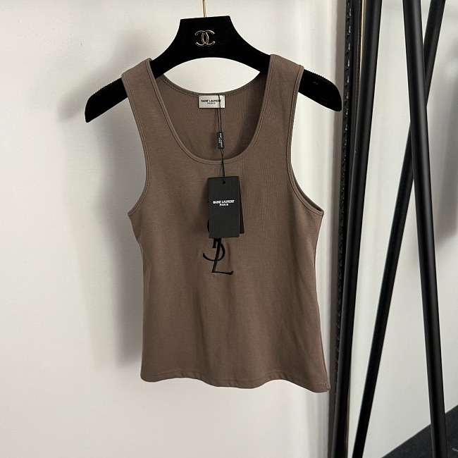 Letter Embroidered Detail Slim Fit Pure Cotton Tank Top