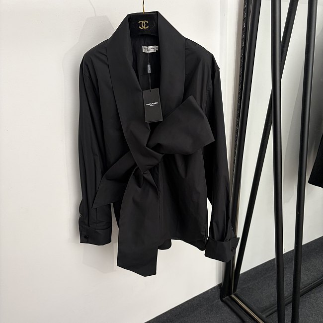 Chic Oversized Bow Front Long Sleeve Button Up Shirt