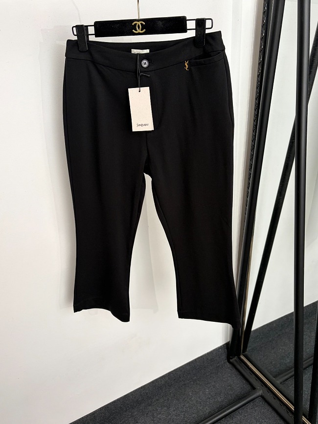 Metallic Hardware Detail Cropped Flared Suit Pants