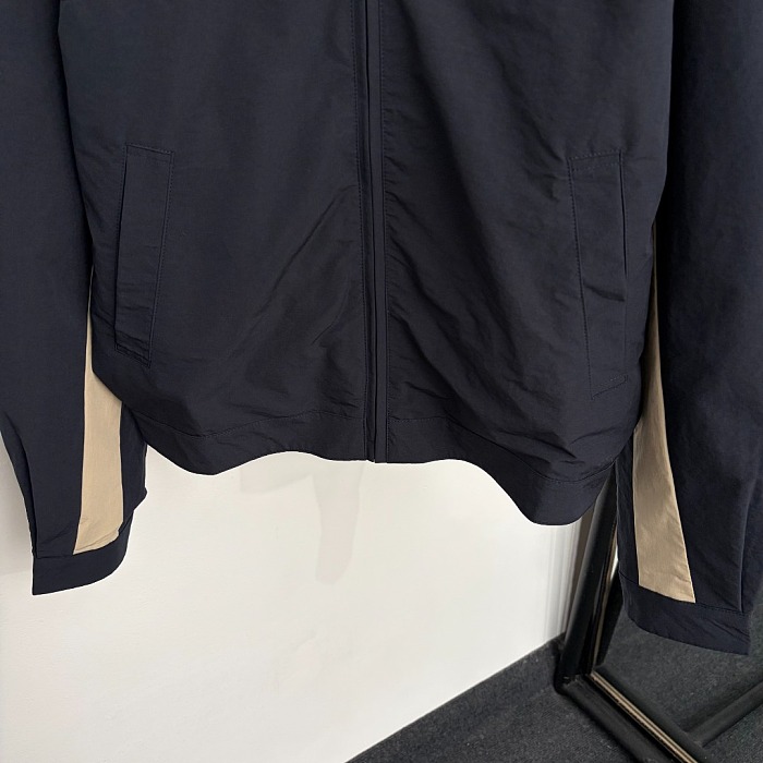 Embroidered Letter Colorblock Stand Collar Zip Up Windbreaker Jacket