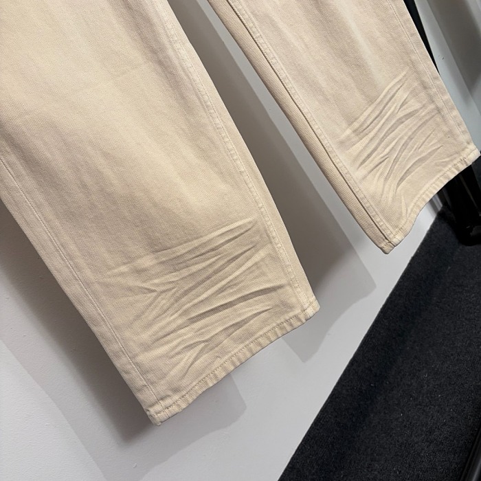 High Waist Straight Leg Denim Pants In Off White