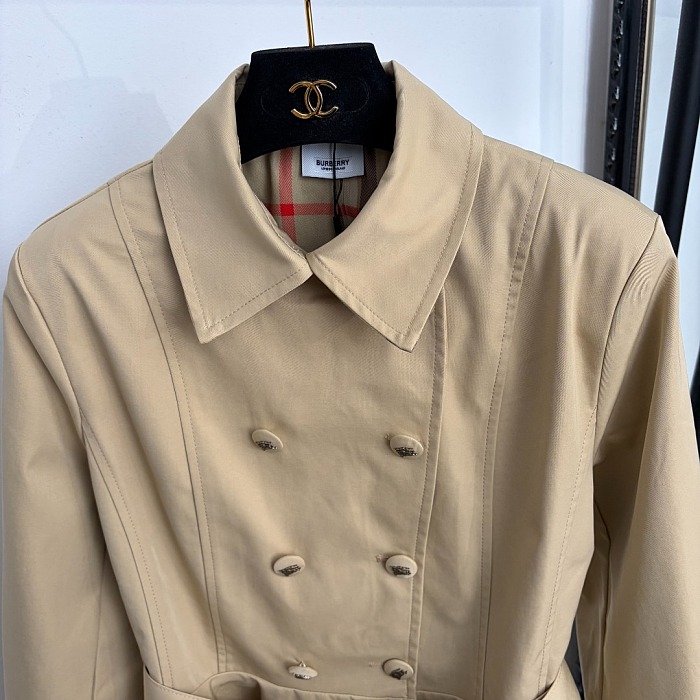 Equestrian Graphic Double Breasted Tailored Peplum Hem Trench Coat