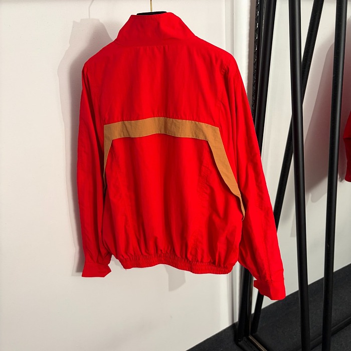 Colorblock Stand Collar Embroidered Letter Zip Up Windbreaker Jacket