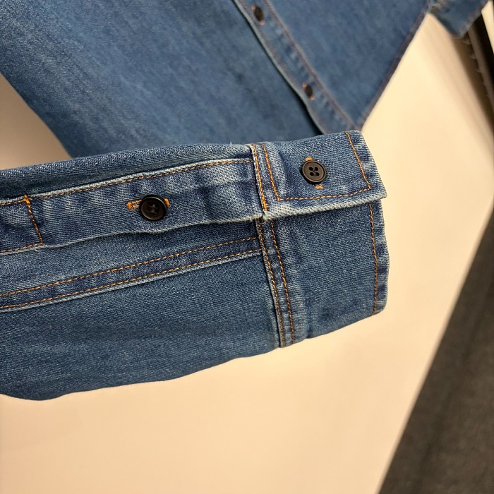 Chest Letter Embroidered Denim Shirt Jacket