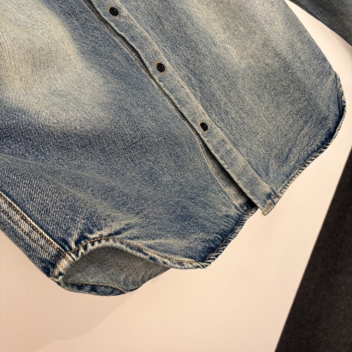 Minimalist Letter Embroidered Distressed Wash Denim Shirt Jacket
