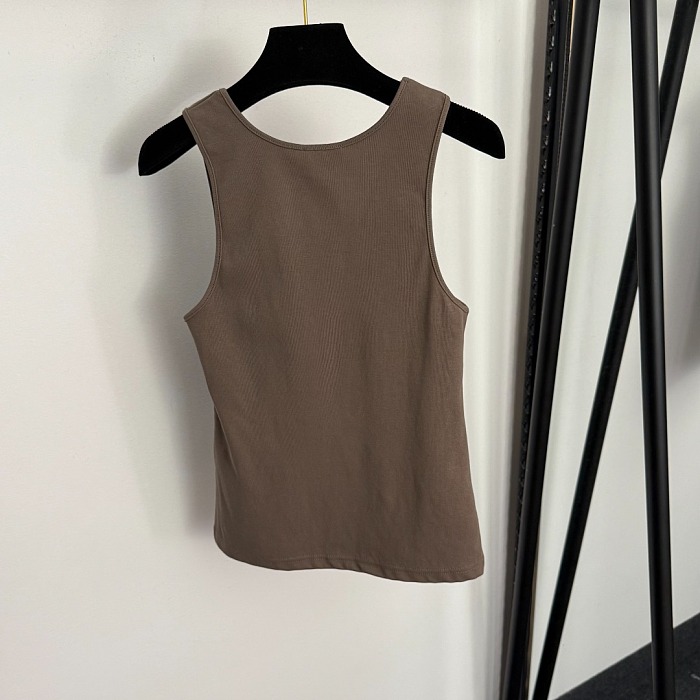 Letter Embroidered Detail Slim Fit Pure Cotton Tank Top