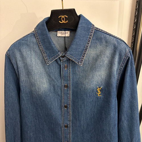 Chest Letter Embroidered Denim Shirt Jacket