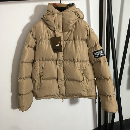 Letter Print Plaid Faux Fur Trim Hooded Padded Puffer Jacket