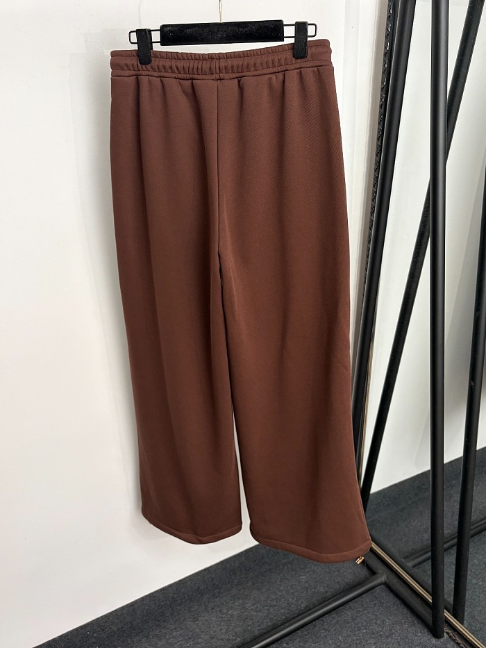 Metallic Lip Zip Puffer Vest Fleece Jacket Wide Leg Pants Three Piece Set