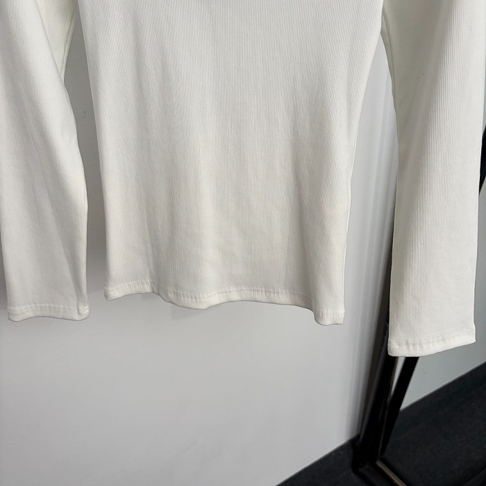 Contrast Trim Crew Neck Slim Fit Long Sleeve T Shirt