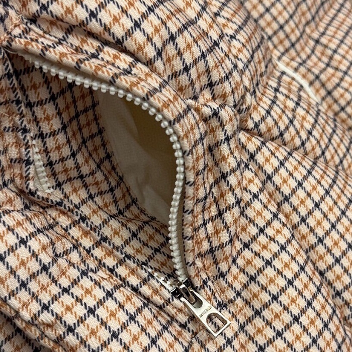 Vintage Plaid Embroidered Badge Cotton Puffer Vest Outerwear