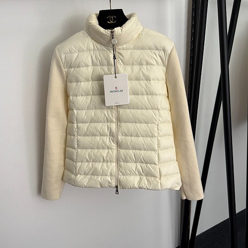 Contrast Knit Spliced Hooded Puffer Jacket