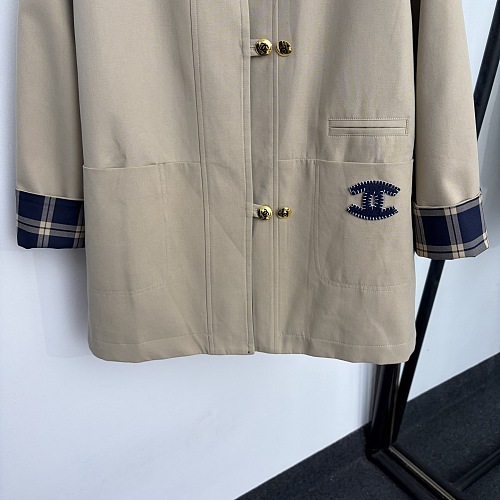 Contrast Colorblock Icon Patch Lapel Collar Trench Coat