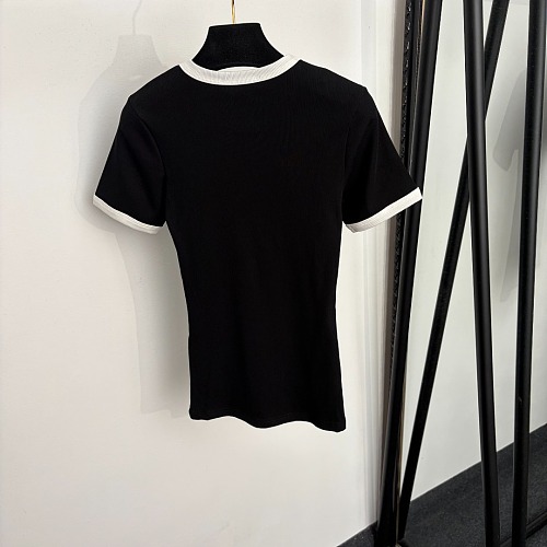Contrast Trim Crew Neck Slim Fit Short Sleeve Tee