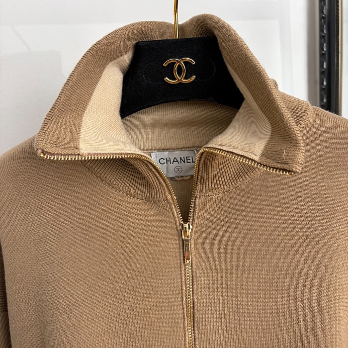 Gold Hardware Half Zip High Neck Knit Pullover