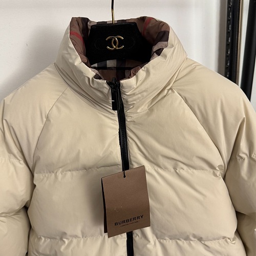 Colorblock Plaid Reversible Stand Collar Long Sleeve Puffer Jacket