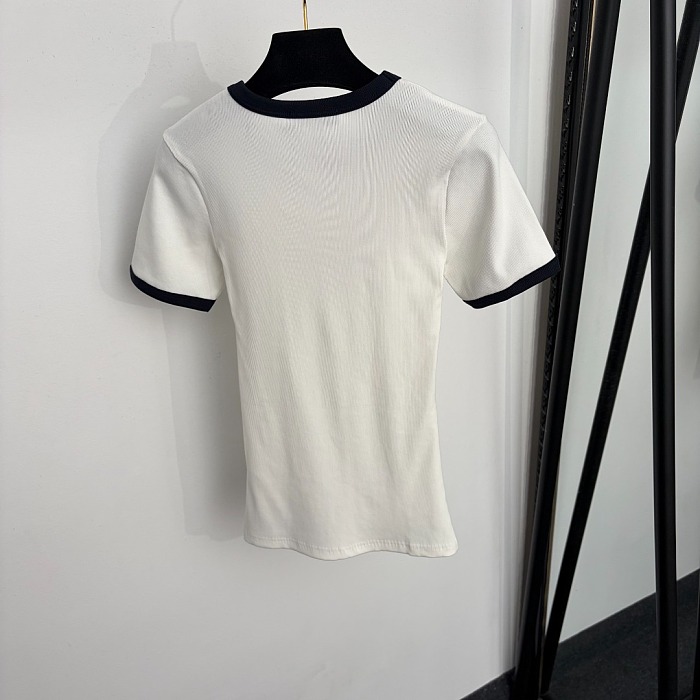Contrast Trim Crew Neck Slim Fit Short Sleeve Tee