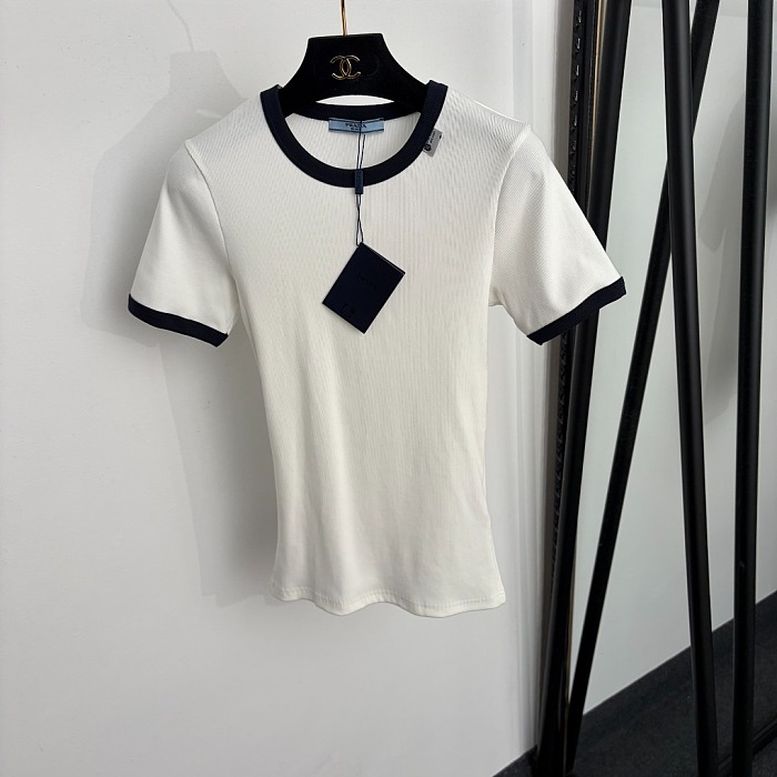 Contrast Trim Crew Neck Slim Fit Short Sleeve Tee