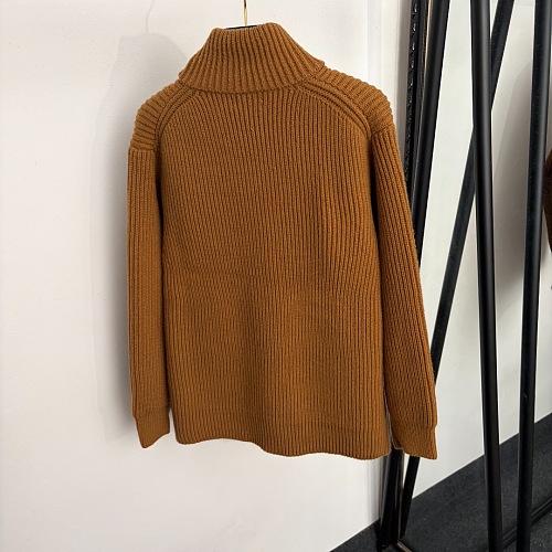 Mock Neck Pocket Detail Zip Up Knit Cardigan Jacket