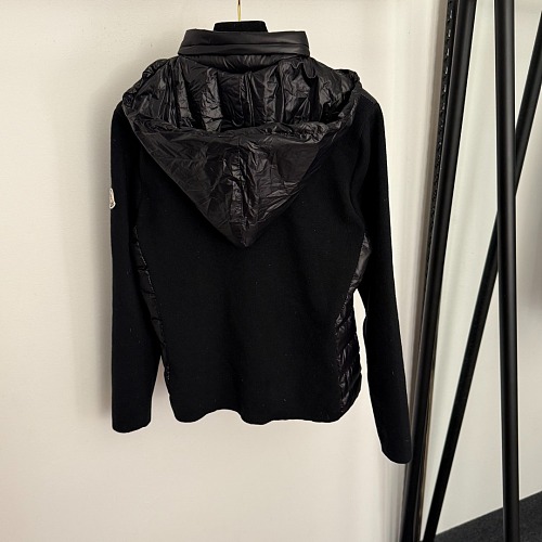 Color Block Knit Patchwork Hooded Puffer Jacket